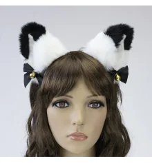 Ушки Кошки аниме (белые с черным) купить в интернет магазине подарков ПраздникШоп