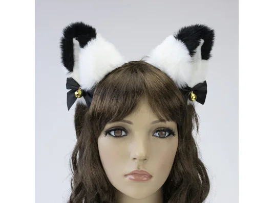 Ушки Кошки аниме (белые с черным) купить в интернет магазине подарков ПраздникШоп