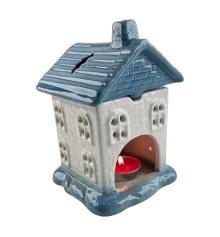 Аромалампа керамическая «Домик» голубая крыша (12.8×10×11 см) A купить в интернет магазине подарков ПраздникШоп