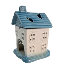 Аромалампа керамическая «Домик» голубая крыша (12.8×10×11 см) A купить в интернет магазине подарков ПраздникШоп