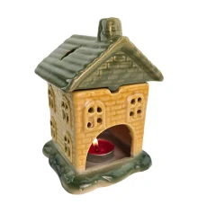 Аромалампа керамическая «Домик» зеленая крыша (12.8×10×11 см) B купить в интернет магазине подарков ПраздникШоп