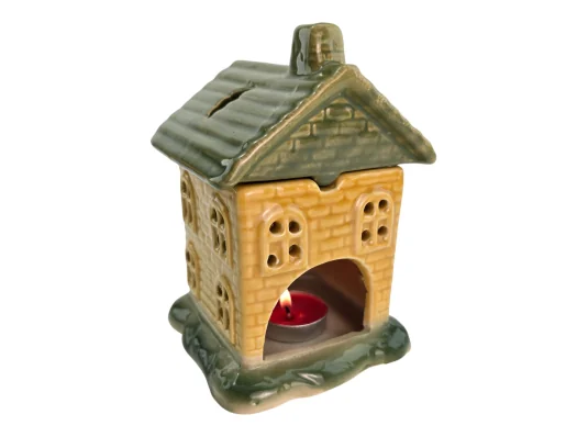 Аромалампа керамическая «Домик» зеленая крыша (12.8×10×11 см) B купить в интернет магазине подарков ПраздникШоп