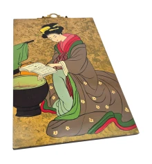 Картина «Гейша читающей книгу у низкого столика» (30×20×0.9 см) купить в интернет магазине подарков ПраздникШоп