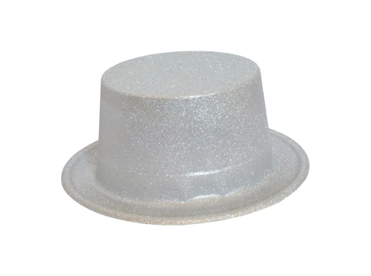 Шляпа Цилиндр блестящая (серебро) купить в интернет магазине подарков ПраздникШоп