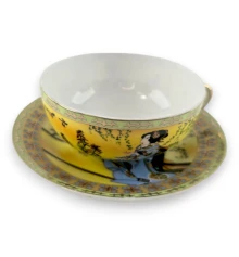Чашка+блюдце фарфор (150мл) (SBS141-4) «Жёлтый» (h-4.5 см купить в интернет магазине подарков ПраздникШоп
