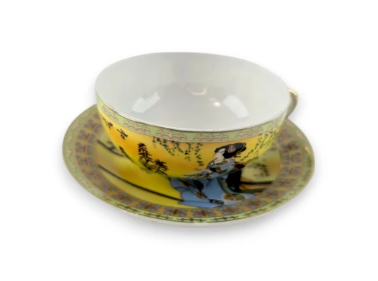 Чашка+блюдце фарфор (150мл) (SBS141-4) «Жёлтый» (h-4.5 см купить в интернет магазине подарков ПраздникШоп