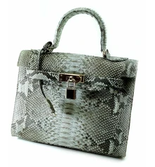 Сумочка из кожи питона серо-бирюзовая с замочком (25×27×11 см) купить в интернет магазине подарков ПраздникШоп