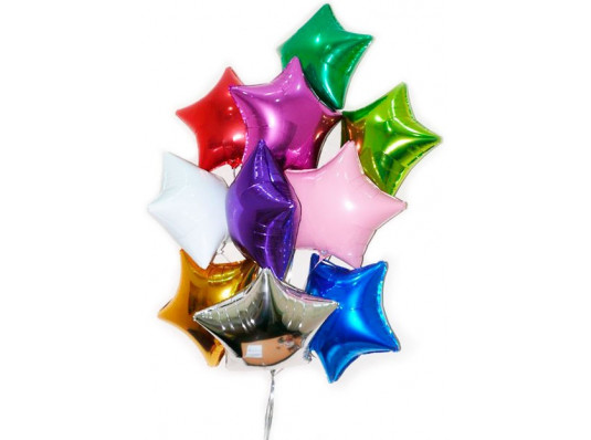 Фольгированные звезды с гелием 18"/45 см, 7 цветов купить в интернет магазине подарков ПраздникШоп