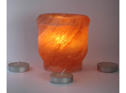 Подсвечник соляной шлифованный цилиндрический «Чаша» (S-020) (d-10 купить в интернет магазине подарков ПраздникШоп