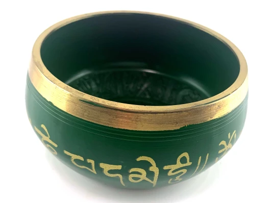 Чаша поющая бронзовая «Будда» зеленая (10.1×9.2×4.9 см) купить в интернет магазине подарков ПраздникШоп