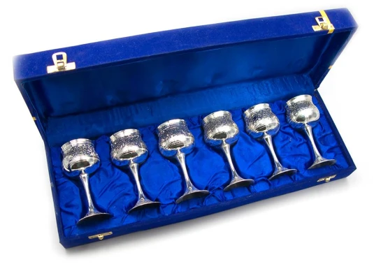 Рюмки бронзовые посеребренные (н-р 6 шт./50мл) (44.5×15×7 см) (h-9.5) купить в интернет магазине подарков ПраздникШоп