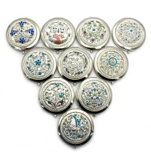 Зеркальце косметическое «Узор с камнями» хром (d-7 см) (в коробке + чехольчик) купить в интернет магазине подарков ПраздникШоп