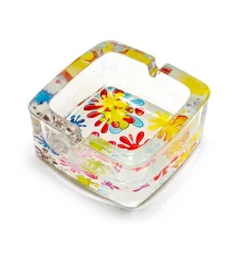 Пепельница стеклянная квадратная (9.5×9.5×4 см) купить в интернет магазине подарков ПраздникШоп