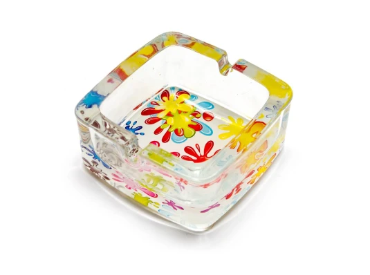 Пепельница стеклянная квадратная (9.5×9.5×4 см) купить в интернет магазине подарков ПраздникШоп