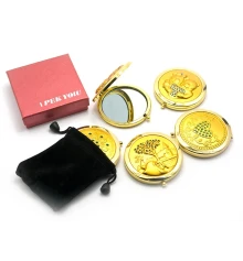 Зеркальце косметическое «Золото» (d-7 см) (в коробке + чехольчик) купить в интернет магазине подарков ПраздникШоп
