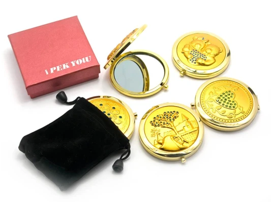 Зеркальце косметическое «Золото» (d-7 см) (в коробке + чехольчик) купить в интернет магазине подарков ПраздникШоп