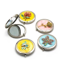 Зеркальце косметическое «Эмаль» (d-7 см) (в коробке + чехольчик) купить в интернет магазине подарков ПраздникШоп