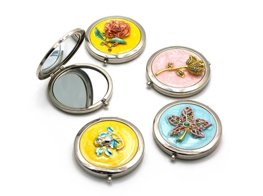 Зеркальце косметическое «Эмаль» (d-7 см) (в коробке + чехольчик) купить в интернет магазине подарков ПраздникШоп