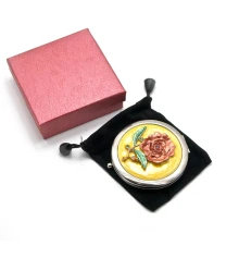 Зеркальце косметическое «Эмаль» (d-7 см) (в коробке + чехольчик) купить в интернет магазине подарков ПраздникШоп