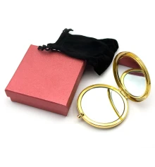 Зеркальце косметическое «Узор с камнями» золото (d-7 см) (в коробке + чехольчик) купить в интернет магазине подарков ПраздникШоп