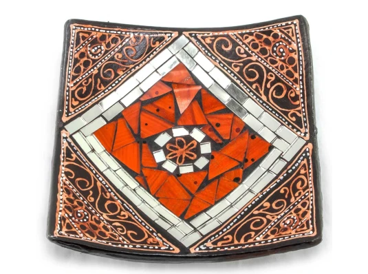 Блюдо терракотовое с мозаикой (15×15×3 см) A купить в интернет магазине подарков ПраздникШоп