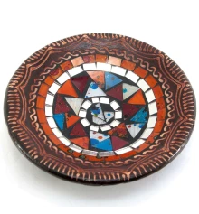 Блюдо терракотовое с мозаикой (d-14.5 см h-4.5 см) A купить в интернет магазине подарков ПраздникШоп