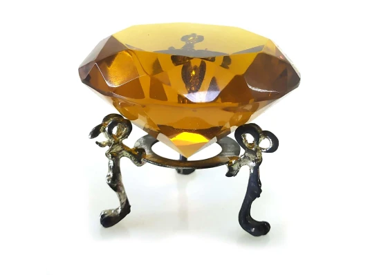Кристалл хрустальный на подставке янтарь (6 см) купить в интернет магазине подарков ПраздникШоп