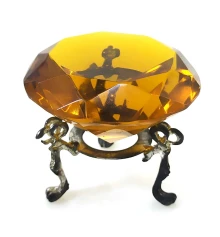 Кристалл хрустальный на подставке янтарь (6 см) купить в интернет магазине подарков ПраздникШоп
