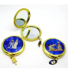 Зеркальце косметическое в золотом корпусе «Египетская тематика» (в коробке + чехольчик) купить в интернет магазине подарков ПраздникШоп