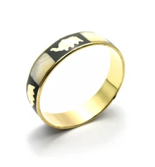 Браслет «Слоны» медный с черно-белыми костяными вставками (d-7 см) купить в интернет магазине подарков ПраздникШоп