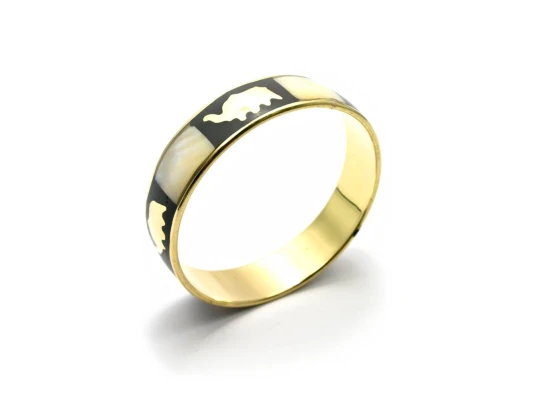 Браслет «Слоны» медный с черно-белыми костяными вставками (d-7 см) купить в интернет магазине подарков ПраздникШоп