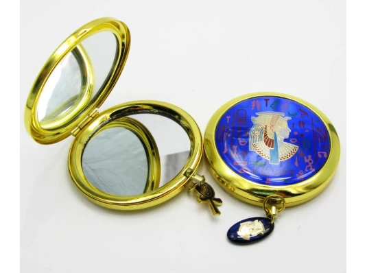 Зеркальце косметическое в золотом корпусе «Египетская тематика» (19279 А) (в коробке + чехольчик) купить в интернет магазине подарков ПраздникШоп