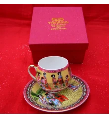 Сервиз фарфор (SCS70) 1 чашка+1 блюдце «Зеленый» (110 мл) (h-5.2 см купить в интернет магазине подарков ПраздникШоп