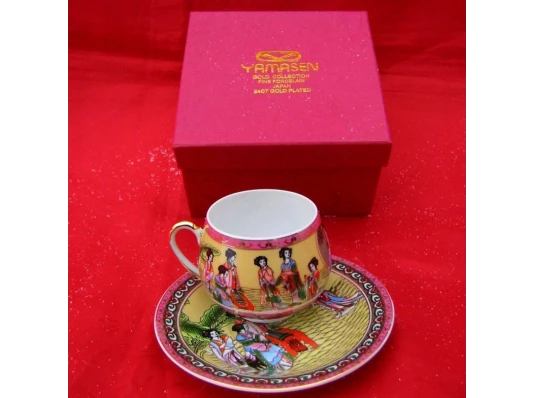 Сервиз фарфор (SCS70) 1 чашка+1 блюдце «Зеленый» (110 мл) (h-5.2 см купить в интернет магазине подарков ПраздникШоп