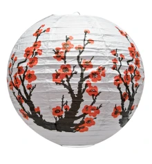 Фонарь белый бумажный «Сакура» (d-40 см) купить в интернет магазине подарков ПраздникШоп