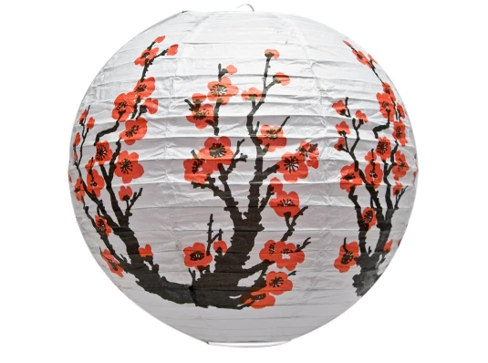 Фонарь белый бумажный «Сакура» (d-40 см) купить в интернет магазине подарков ПраздникШоп