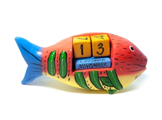 Вечный календарь «Рыба» дерево (13.5×6×3.5 см) купить в интернет магазине подарков ПраздникШоп