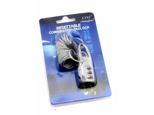 Замок кодовый с тросиком (5.5×2.5×1 см) купить в интернет магазине подарков ПраздникШоп