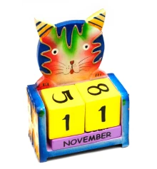 Вечный календарь «Кот» дерево (14.5×10.5×5 см) купить в интернет магазине подарков ПраздникШоп