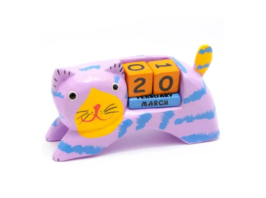 Вечный календарь «Кот» дерево (13×6.5×4 см) купить в интернет магазине подарков ПраздникШоп