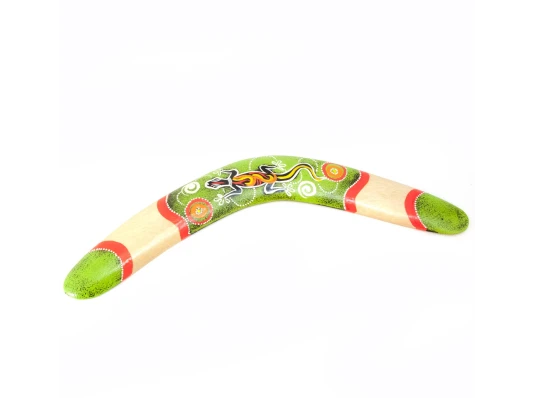 Бумеранг расписной дерево зеленый (41×13×1.5 см) купить в интернет магазине подарков ПраздникШоп