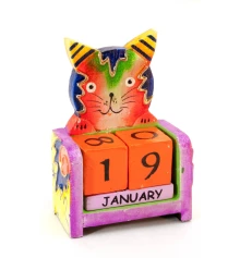 Вечный календарь «Кот» дерево (10×7×4 см) купить в интернет магазине подарков ПраздникШоп