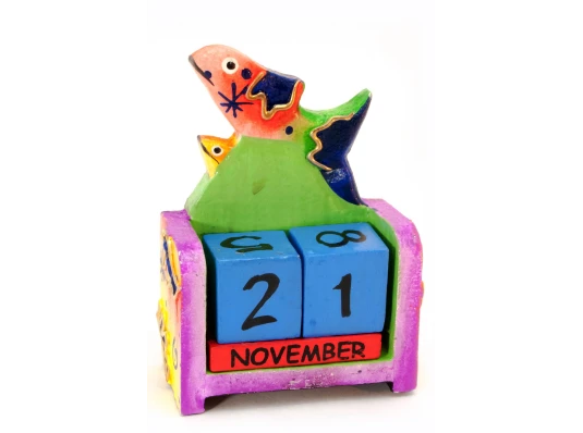 Вечный календарь «Рыба» дерево (10×7×4 см) купить в интернет магазине подарков ПраздникШоп