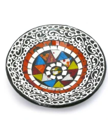 Блюдо терракотовое с мозаикой (d-14.5 см h-4.5 см) купить в интернет магазине подарков ПраздникШоп