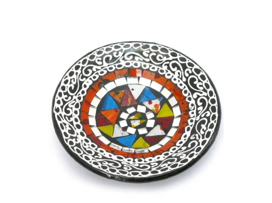 Блюдо терракотовое с мозаикой (d-14.5 см h-4.5 см) купить в интернет магазине подарков ПраздникШоп