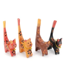 Кошки деревянные кольцедержатели (н-р 4 шт.) (11×5×7.5 см) цена за набор купить в интернет магазине подарков ПраздникШоп