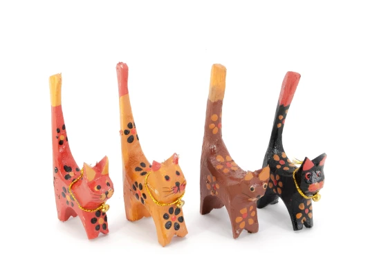 Кошки деревянные кольцедержатели (н-р 4 шт.) (11×5×7.5 см) цена за набор купить в интернет магазине подарков ПраздникШоп