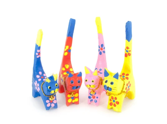 Кошки деревянные кольцедержатели (н-р 4 шт.) (11×5×7.5 см)цена за набор (B) купить в интернет магазине подарков ПраздникШоп