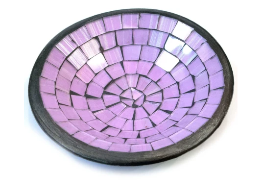 Блюдо терракотовое с фиолетовой мозаикой (d-15 h-3 см) купить в интернет магазине подарков ПраздникШоп