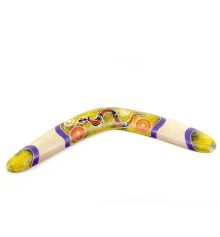 Бумеранг расписной дерево желтый (41×13×1.5 см) купить в интернет магазине подарков ПраздникШоп